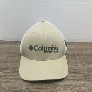 Columbia PFG Mesh Flexfit Cap Beige White Unisex Fishing Hat
